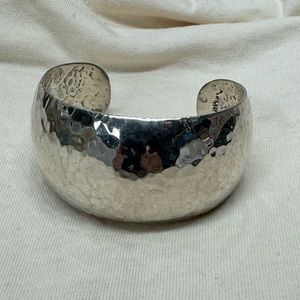Vintage Mexico Hammered Sterling Silver Cuff Bracelet
